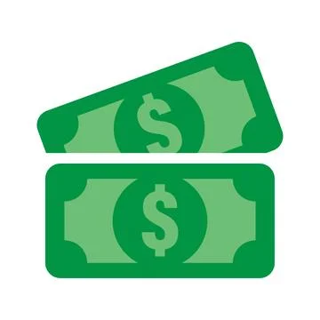 Flat icon of green dollar banknote, symbolizing money and finance. Dollar b.. イラスト素材