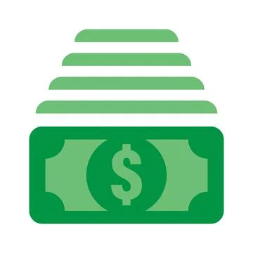 Flat icon of green dollar banknote, symbolizing money and finance. Dollar b.. Stock Illustration