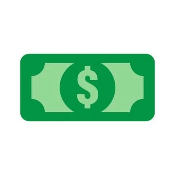 Flat icon of green dollar banknote, symbolizing money and finance. Dollar b.. イラスト素材