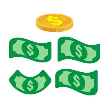 Flat icon of green dollar banknote, symbolizing money and finance. Dollar b.. Stock Illustration