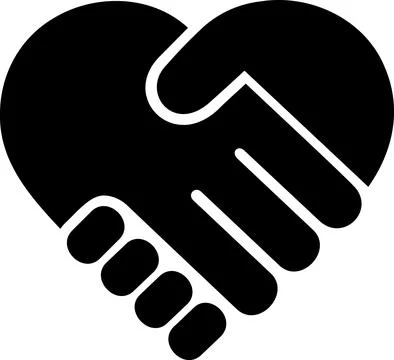 Flat icon of handshake in the form of a heart as a concept of trust, suppor.. Illustrazione stock