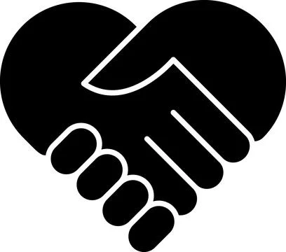 Flat icon of handshake in the form of a heart Illustrazione stock