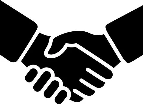 Flat icon of a handshake of two hands as a concept of trust, support and pa.. Stock Illustration