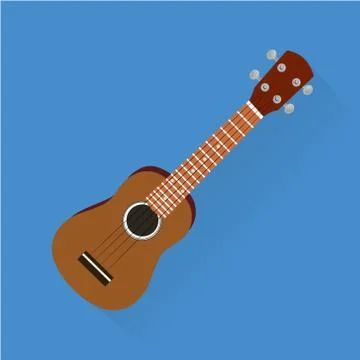 Flat icon of hawaii ukulele with  shadow Illustrazione stock