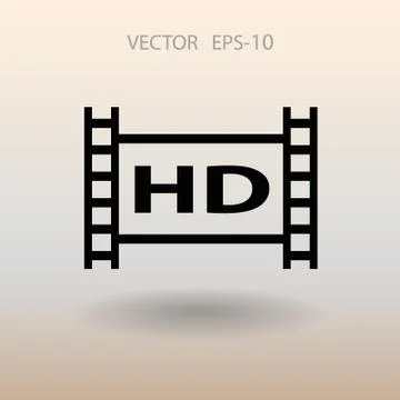 Flat icon of hd video. vector illustration Illustrazione stock