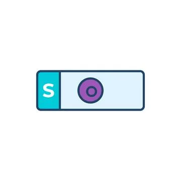 Flat icon illustration of a microscope slide with a purple circular specimen Stock Illustration