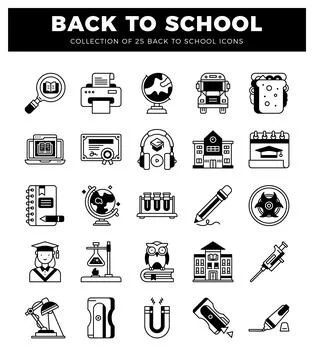 Flat icon illustrations for back to school theme Illustrazione stock