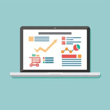 Flat icon laptop, electronic device, responsive web design, infographic eleme イラスト素材