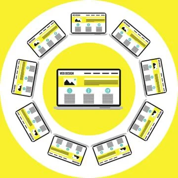 Flat Icon Laptop, Electronic Device, Responsive Web Design, Infographic Eleme Stock Illustration