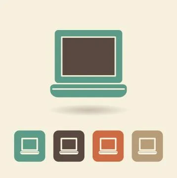 Flat icon laptop. Simple vector logo Stock Illustration