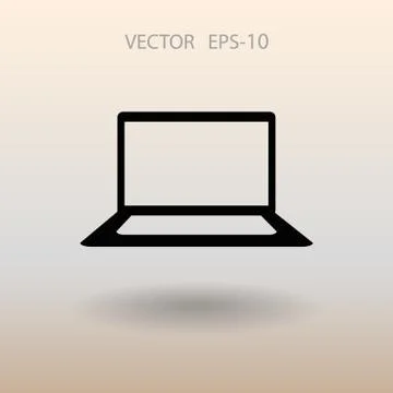Flat icon of laptop. vector illustration Ilustração Stock