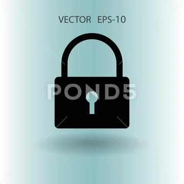 Flat icon of lock. vector illustration Ilustraciones de archivo
