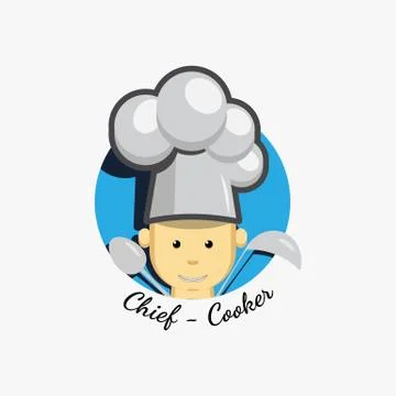 Flat icon logo of smiling chief cook Stock Illustration