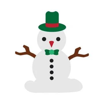 Flat icon with long shadow christmas snowman Stock Illustration