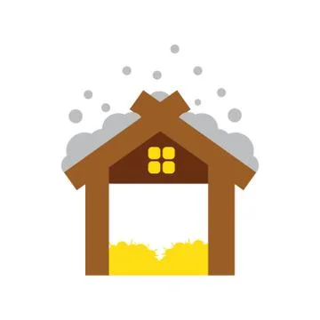 Flat icon with long shadow Christmas barn Stock Illustration