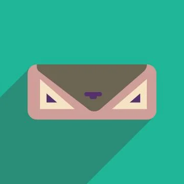 Flat icon with long shadow clutch bag Stock Illustration