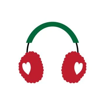 Flat icon with long shadow earmuffs hearts Stock Illustration