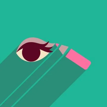 Flat icon with long shadow Eyeliner pencil Stock Illustration