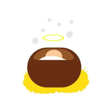 Flat icon with long shadow Jesus in manger Stock Illustration