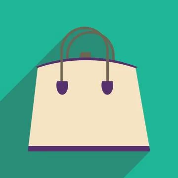 Flat icon with long shadow leather handbag Stock Illustration