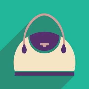 Flat icon with long shadow leather handbag Stock Illustration
