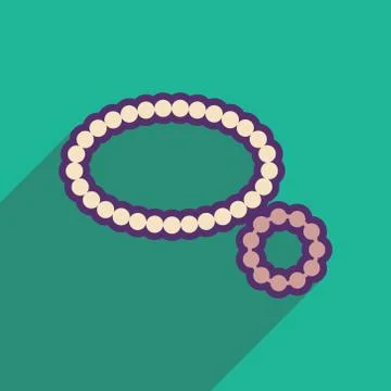 Flat icon with long shadow necklace bracelet Stock Illustration