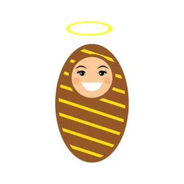 Flat icon with long shadow newborn Jesus Stock Illustration