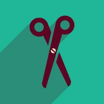 Flat icon with long shadow scissors Stock Illustration