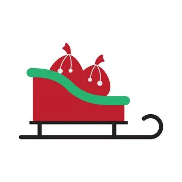 Flat icon with long shadow sleigh gifts Stock Illustration
