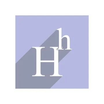 Flat icon with lowercase and uppercase H for websites and apps, long shadow Stock Illustration