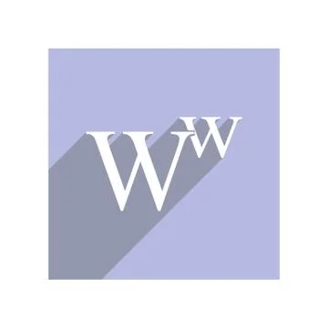 Flat icon with lowercase and uppercase W for websites and apps, long shadow Stock Illustration