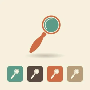 Flat icon of a magnifying glass Stock Illustration