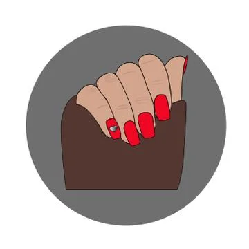 Flat icon of manicure. Manicure set. Flat icon of manicured nails. Stock Illustration