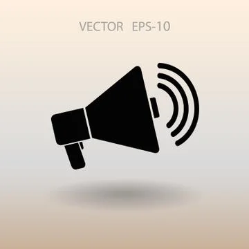 Flat icon of megaphone. vector illustration Stock Illustration