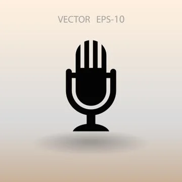 Flat  icon of microphone. vector illustration Stock Illustration