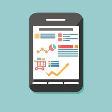 Flat icon mobile cellular phone, electronic device, responsive web design, in イラスト素材