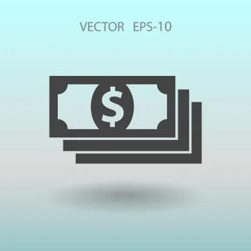 Flat icon of money. vector illustration Stock Illustration