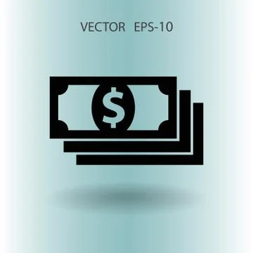 Flat icon of money. vector illustration Stock Illustration