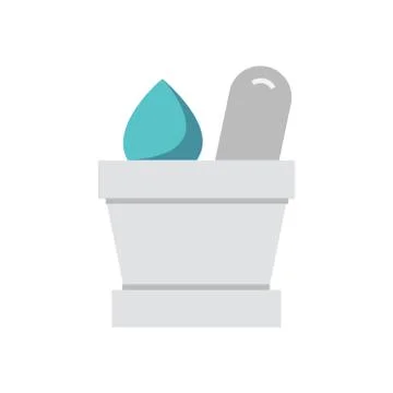 Flat Icon mortar with herbs icon Stock Illustration