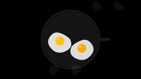 Flat Icon Motion Graphic of Eggs Cracking into a Black Skillet with Detaile.. Видео 346007206