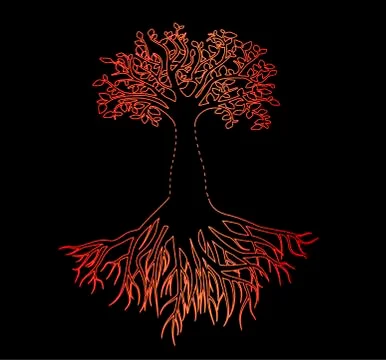 Flat icon neon red design tree of life symbol Stock Illustration