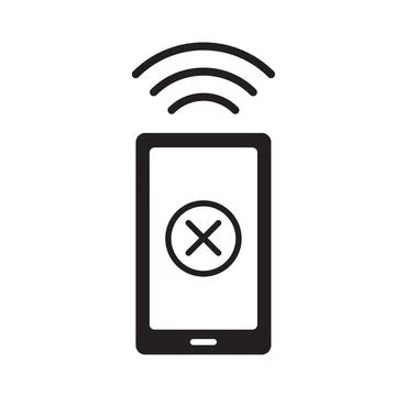 Flat icon of no cellular connection or internet signal on smart phone or mobi Stock Illustration