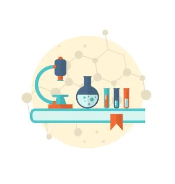 Flat icon of objects chemical laboratory Stock Illustration