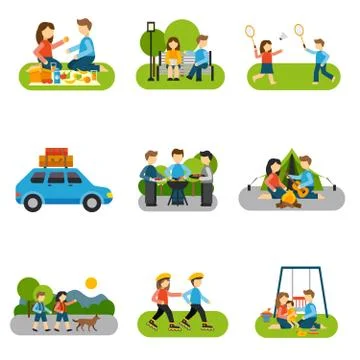 Flat Icon Outing Illustration