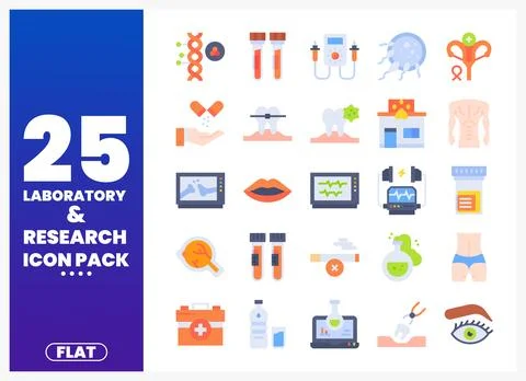 Flat icon pack Laboratory and Research Stock Illustration