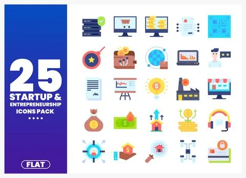 Flat icon pack for startup and entrepreneurship. featuring business growth .. Stock Illustration