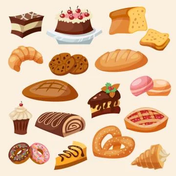 Flat Icon Pastry Set Stock Illustration
