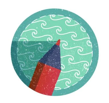 Flat icon with a pen Stock Illustration