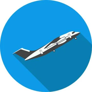 Flat icon plane takes off Stock Illustration
