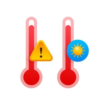 Flat icon with red high temperature. Flat blue icon. Fire, flame. Stock Illustration